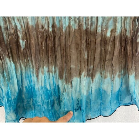 SERE NADE NEW YORK Accordion Top Sz 2X Sheer Blouse Blue Fairy Disco Boho Gypsy - Picture 8 of 12